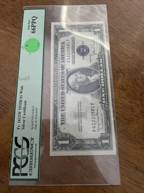 1935 E $1 Silver Certificate Note Currency Fr.1614 Ei Block Pcgs B Gem 66 Ppq