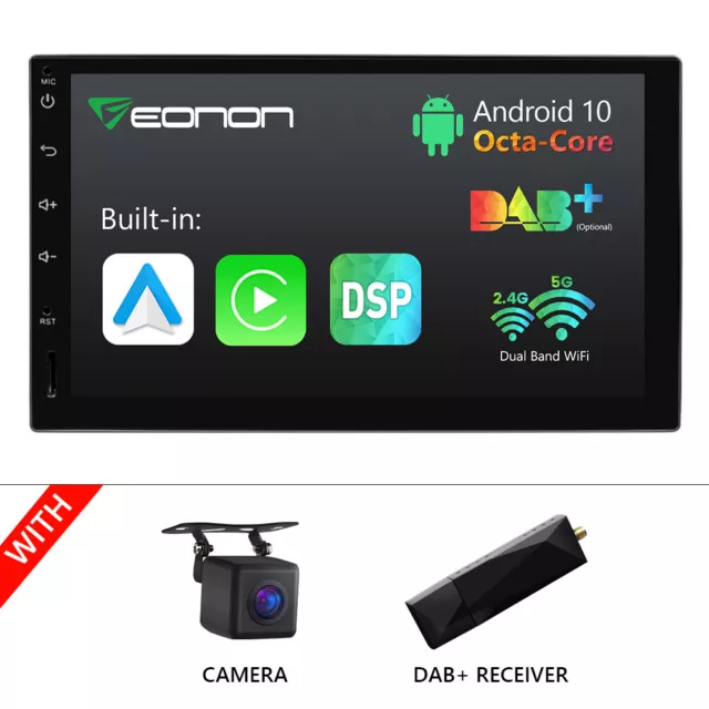 DAB+CAM+7" Android Auto 10 8-Core Double 2 Din Dash Car GPS Stereo Radio CarPlay