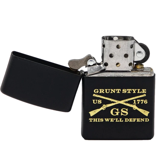 Grunt Style Etched Logo Zippo Lighter - Black