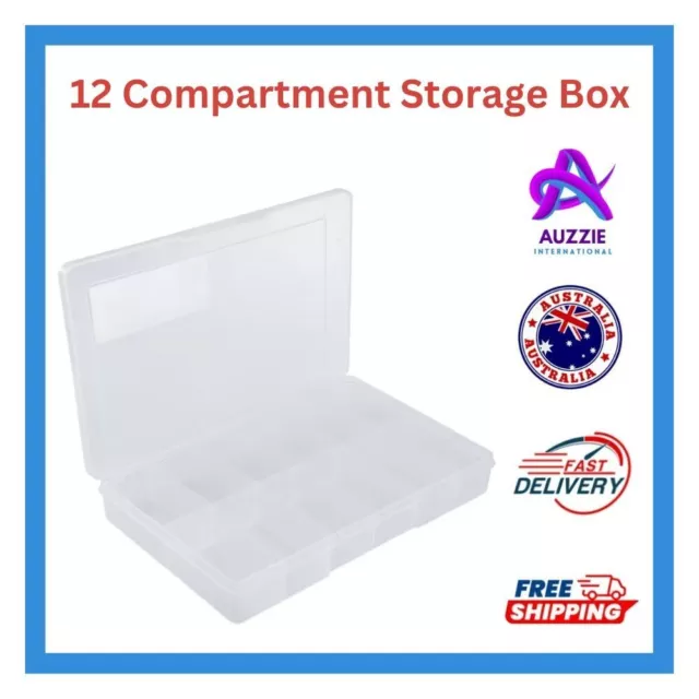 Plastic 12 Compartment Storage Box Container Jewellery Bead Craft Organiser Case