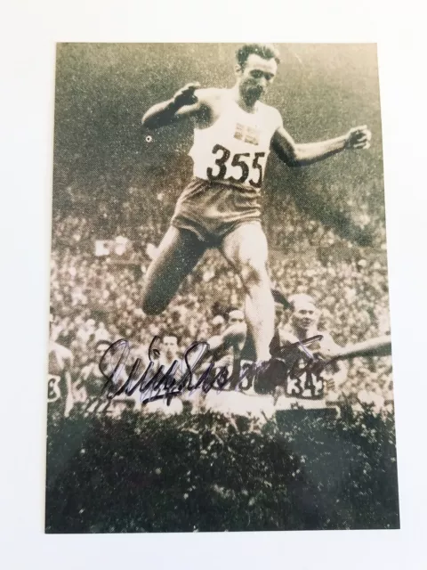 Erik Elmsäter - schwedischer Leichtathlet Olympisches silber - original Autogram