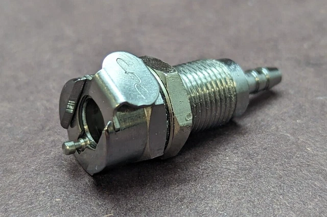 CPC Valved Panel Mount Coupling Body Chrome Plated, 1/8" Hose Barb, MCD1602
