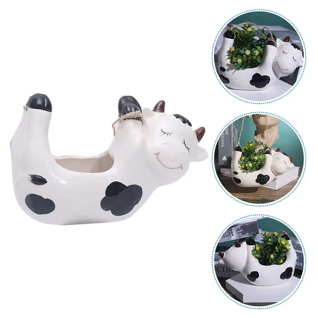 Cow Figurine Flowerpot Plants Decor Outdoor Pots Fleshy Flower Pot