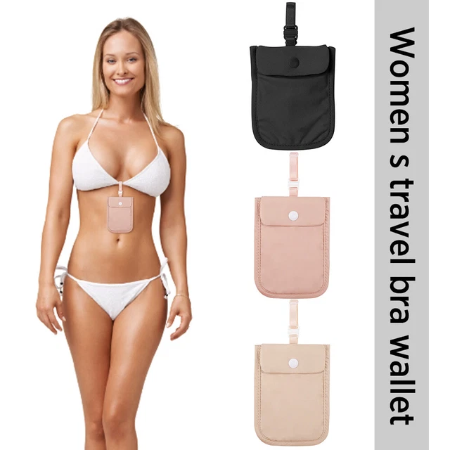Borsa per monete donna fibbia reggiseno da viaggio portafoglio segreto portafoglio donna tasca