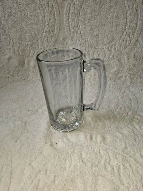 Vintage Large Clear Glass Beer Mug 7" Tall