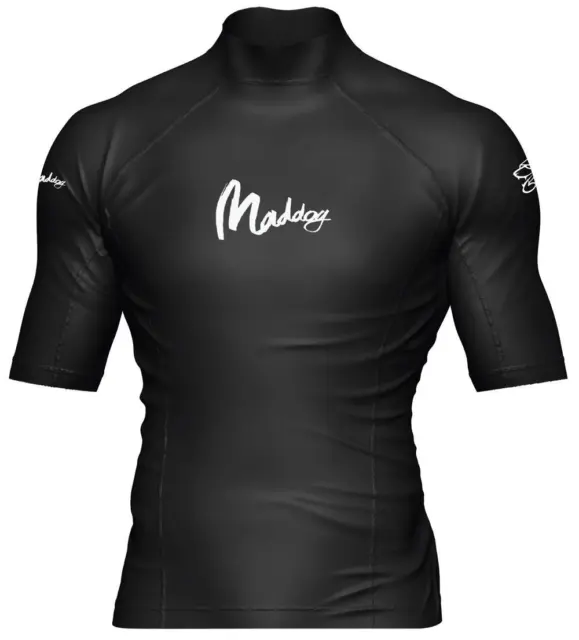 Maddog Mens Short Sleeve Rash Shirt (Black) - XXXL