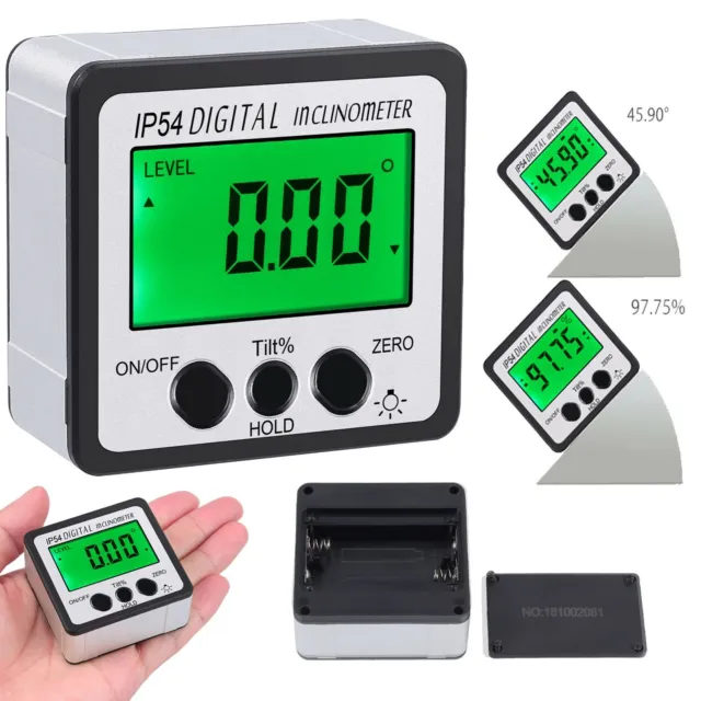 360° Digital Level Box Gauge LCD Inclinometer Protractor Magnetic Angle FinderkC