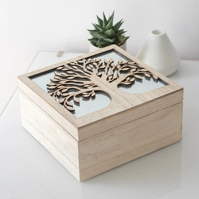 Copri Scatola Fazzoletti In Pelle - Grigio Con Albero, 13x13x13 Cm, Per Casa E Ufficio