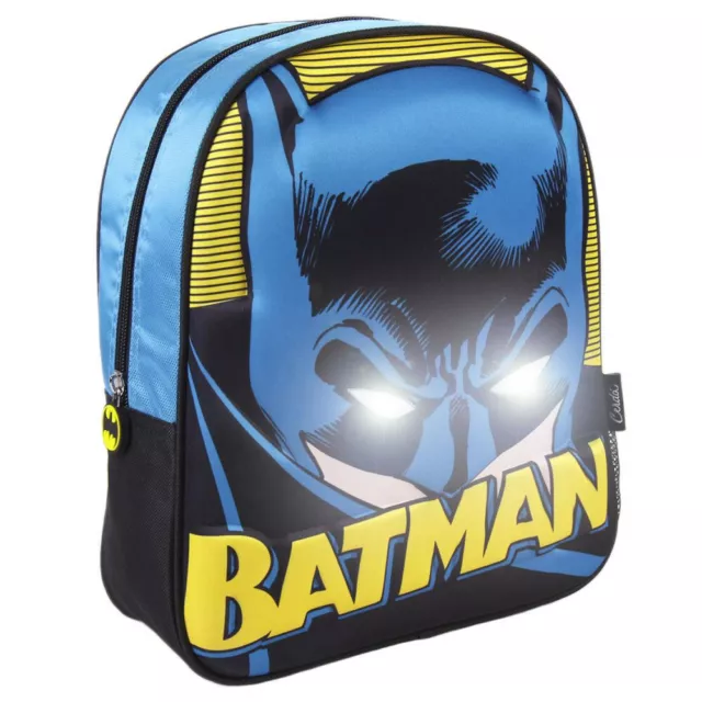 Batman - Mochila para Niños Escuela De Infancia,Con Luces 3D, Muy Fuerte Ligero