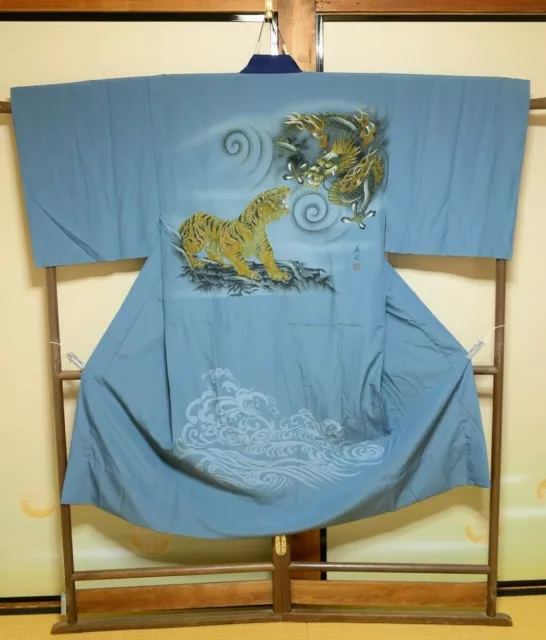 Mens Polyester? Naga- Juban Underwear Kimono Japanese vintage Jyuban 132cm /1054