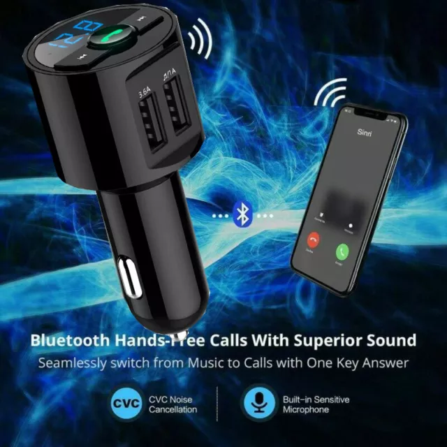 Bluetooth VOITURE KIT MP3 sans fil radio FM Transmetteur USB Chargeur Main Libre 3