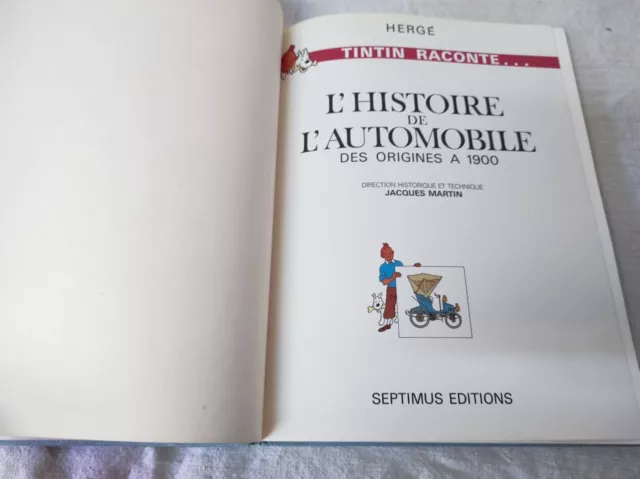TINTIN raconte L'Histoire de l'automobile Hergé 1978 éd Casterman