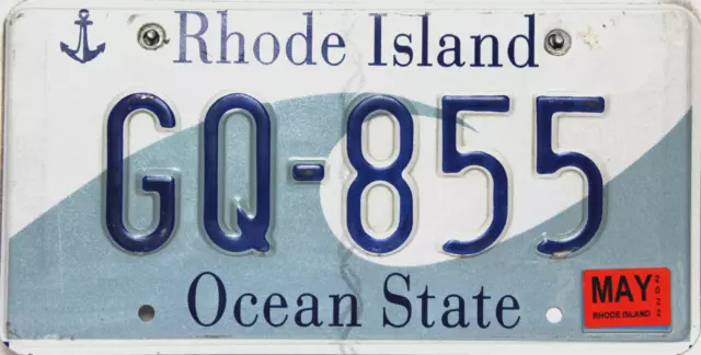 Rhode Island Wave License Plate USA GQ-855 Originalbild