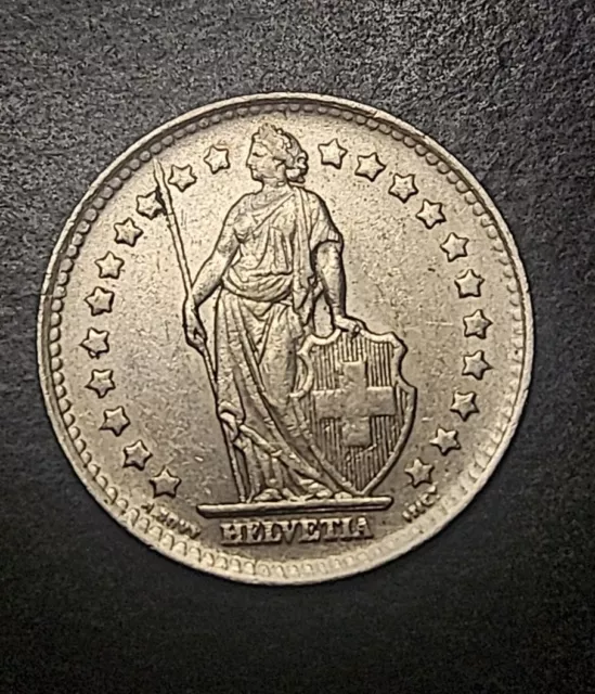 1945 ~ Swiss 1 Franc Silver Helvetia Switzerland