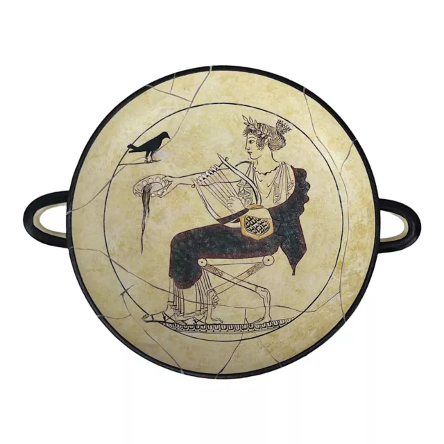 Ancient Greek God Apollo with Lyre Kylix Wine Cup Bowl Pottery Museum Copy