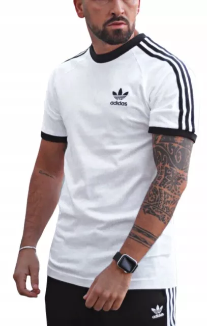 Adidas T Shirt Mens Originals 3 Stripes Cotton Crew Neck Short Sleeve Top