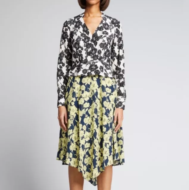 Jason Wu Asymmetrical Floral Silk Dress Size 0 NWT