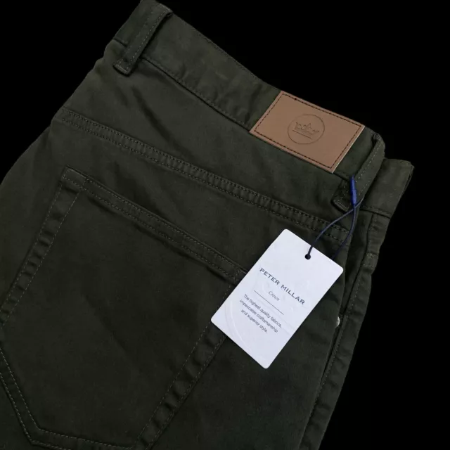 Peter Millar Ultimate Sateen 5 Pocket Pants Olive Green 34x34 $158