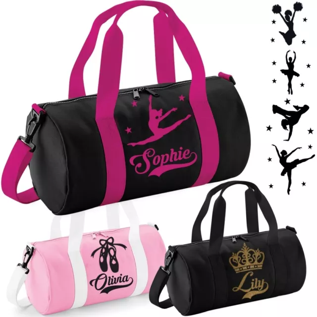 Personalised Barrel Dance Bag Girls Glitter Kids School Gymnastics Ballet