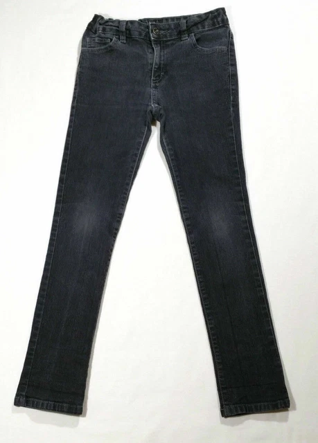 Faded Glory Girls Size 10 Skinny Jeans Gray Black Wash Stretch Adjustable Waist