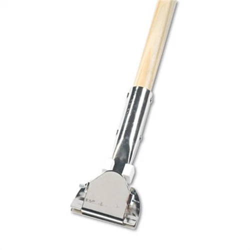 Clip-On Dust Mop Handle, Lacquered Wood, Swivel Head, 1 Dia. x 60in Long
