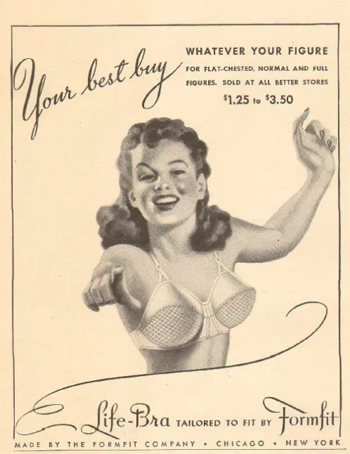 1940s vintage Lingerie Ad, FORMFIT, Life Bra, tailored to fit 032814 