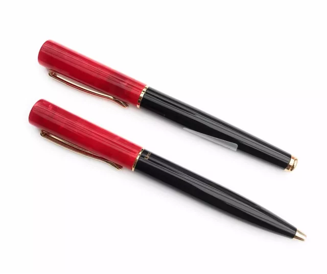 Lindauer 2tlg. Schreibset rot marmoriert Füller Füllfederhalter Kugelschreiber 2