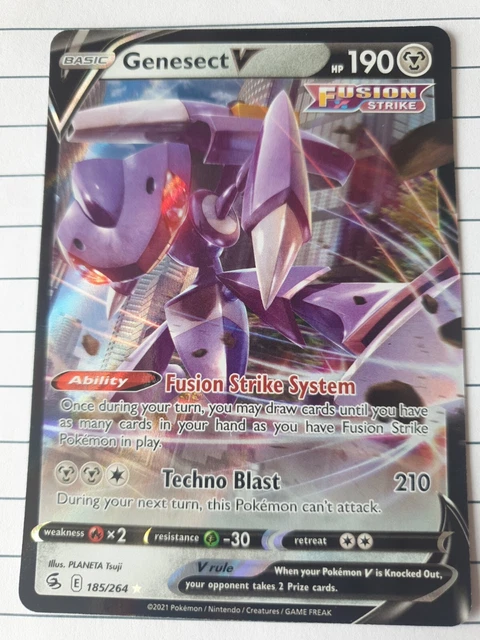 Genesect V 185/264 Fusion Strike Ultra Rare Holo Pokemon Card NM-M