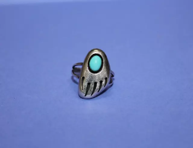 Sterling Silver Western Style Turquoise Bear Paw Ring Size 7  [122GCM]