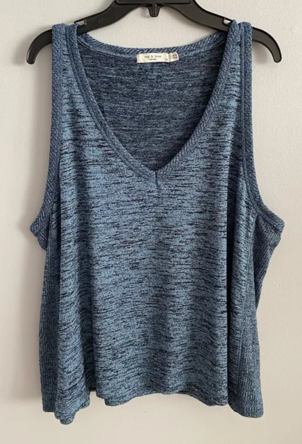 Rag & Bone V-Neck Sleeveless Knit Tank Top Blue Relaxed Fit Women's Size L