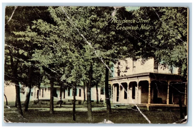 c1910 Trees Residence Street Tecumseh Nebraska NE Posted Antique Postcard