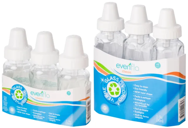 Evenflo Feeding Vented+ BPA-Free Polypropylene Baby Bottles - 8oz Clear 6ct