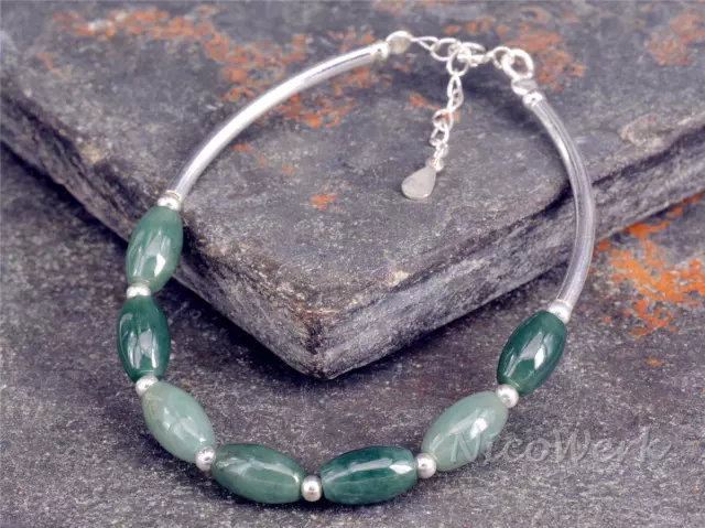 Silberarmband Jade Grün Mit stein Armband Silber 925 Armkette Damen Schmuck