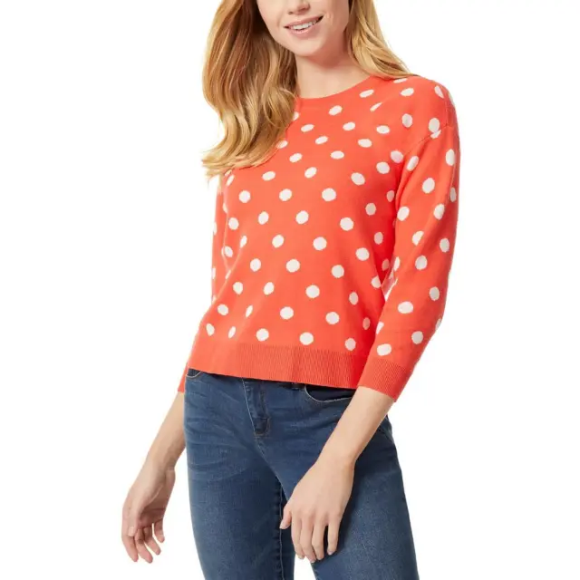 Jones New York Womens Red Polka Dot Crewneck Pullover Sweater Top XL BHFO 6983