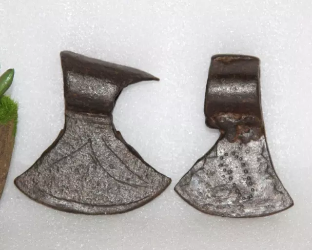 1860's Antique 2Pc Hand Forged Solid Iron Axe Head Nice Shape Original 14179
