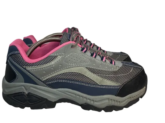 BRAHMA SARAH ST Work Safety Shoe Steel Toe Gray Pink Laced Leather ...
