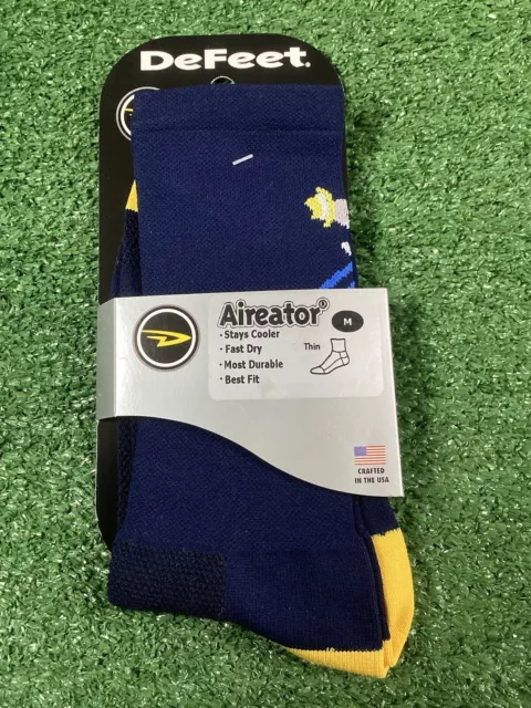 Defeet Aireator Cycling Socks - 1 x Pair - Do It In Yellow - Size M - Navy Blue