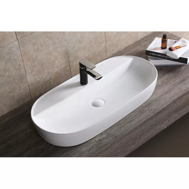 Cerámica Aufsatz-Waschbecken Lavabo Oval Brillo Intenso 80x40 Lotus-Effekt