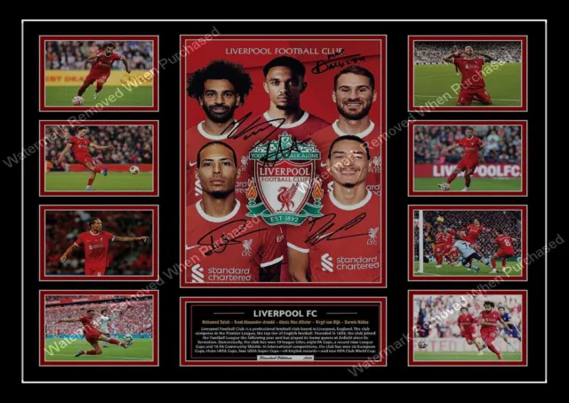 Framed Liverpool Fc 2023/24 Mohamed Salah Van Dijk Signed Photo Print