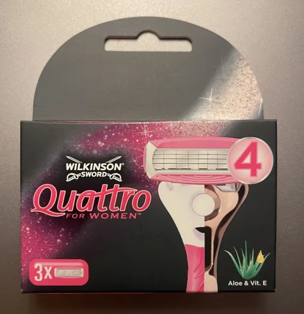 Wilkinson Sword Quattro for Women Pink & Rose Gold Razor Blades 3 6 9 pack BNIB