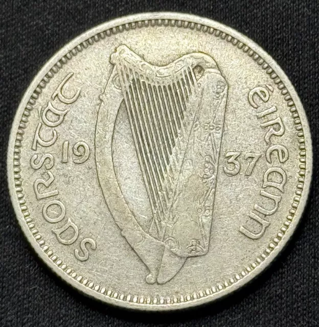 1937 Ireland 1 Shilling Silver Coin Key Date