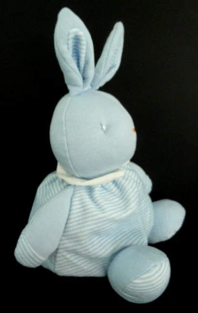 *. DOUDOU PELUCHE BOULE KLORANE LAPIN BLEU RAYE rayur col blanc EXCELLENT ETAT 2