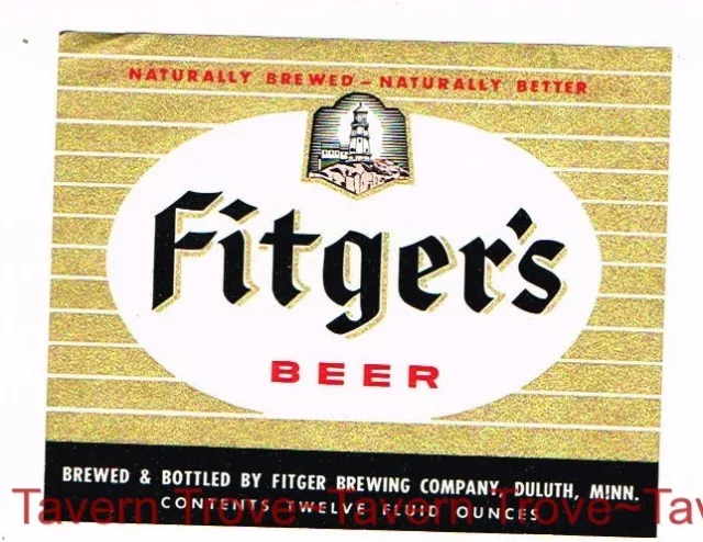 Unused 1950s MINNESOTA Duluth FITGER'S BEER 12oz Label
