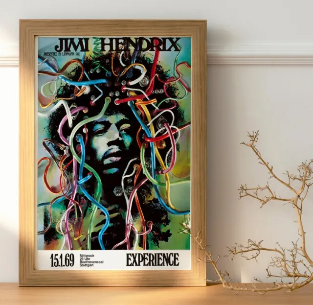 Jimi Hendrix Live 1969 Concert Tour Poster 36"x24" - Germany Promo Print