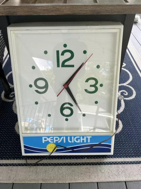 Rare Vintage Pepsi Light wall Clock 24x19x4 Working