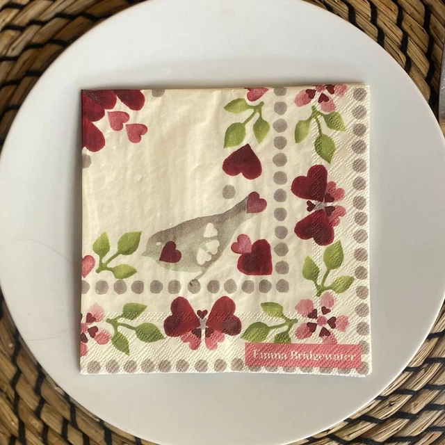 Emma Bridgewater Small Love Birds Napkins | Wedding Heart Red Floral x 20