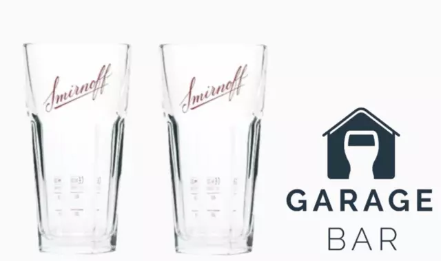 Set Of 2 Smirnoff Vodka Glasses Tumbler 31cl Brand New