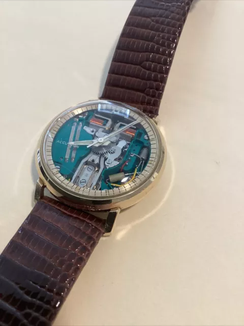 1960’s Bulova Accutron Spaceview Watch - Brown Lizard Strap. does not run