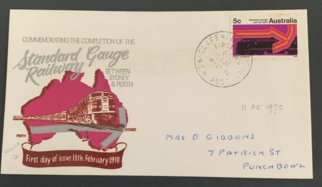 AUSTRALIAN FDC 1970 Standard Gauge Railway Between Sydney-Perth $3.25 ...