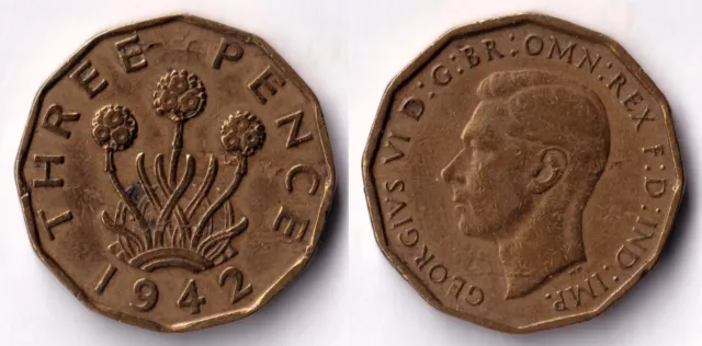 Münze, Großbritannien 3 Pence, 1942 König George VI. (1937 - 1952) KM# 849